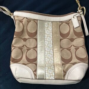 Coach Tan and Gold Crossbody Bag
